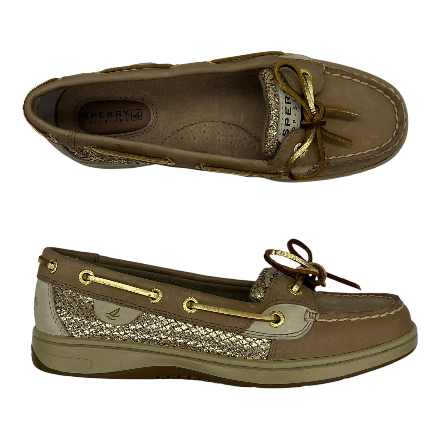 Sandals Flats By Sperry In Gold & Tan, Size:6.5