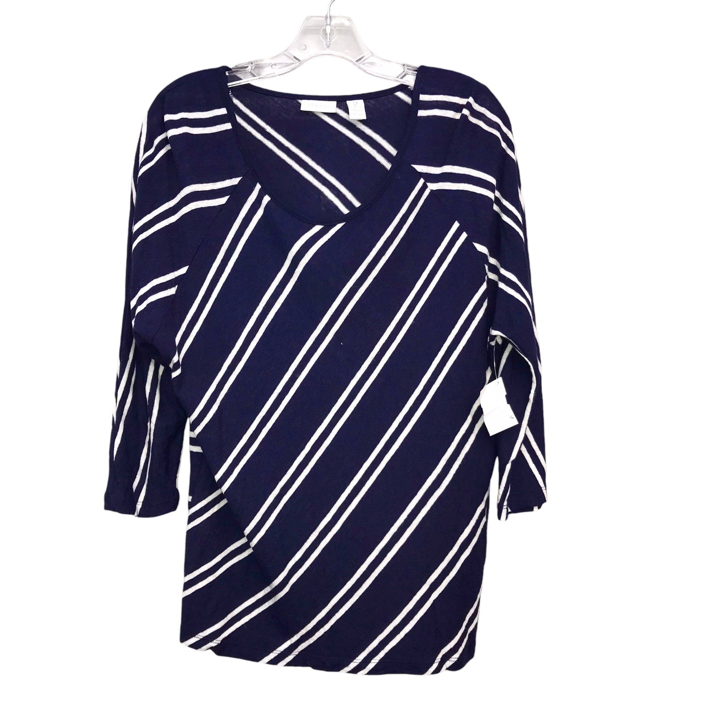 BLUE & WHITE TOP 3/4 SLEEVE by CHICOS Size:L