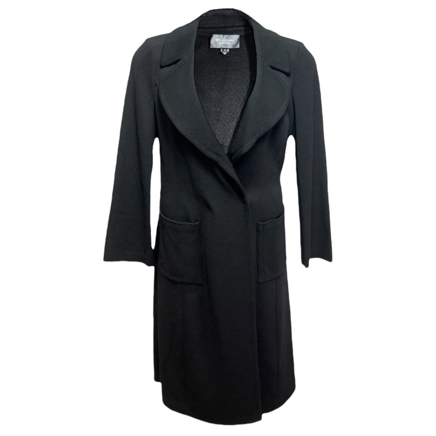 Knit Long Blazer Designer By St John Caviar In Black, Size: 10