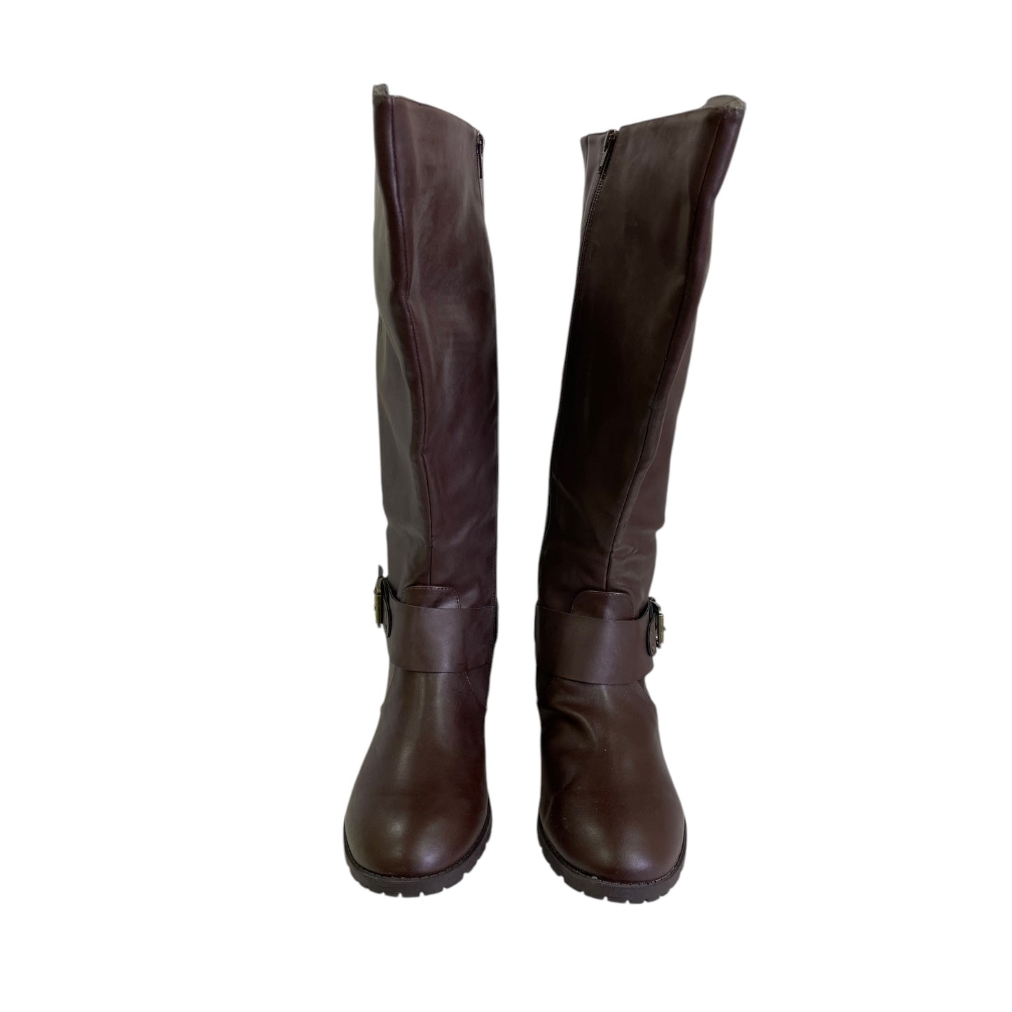 Boots Knee Flats By Comfortview In Brown, Size:12