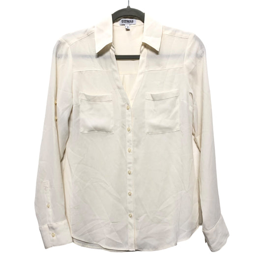 Blouse Ls By Express In Ivory, Size:Xs