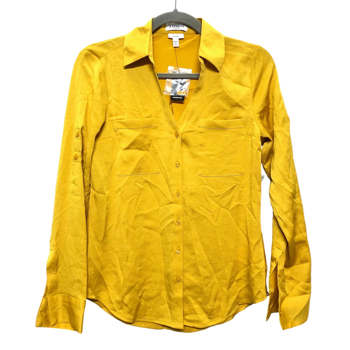 Blouse Ls By Express In Yellow, Size:Xs