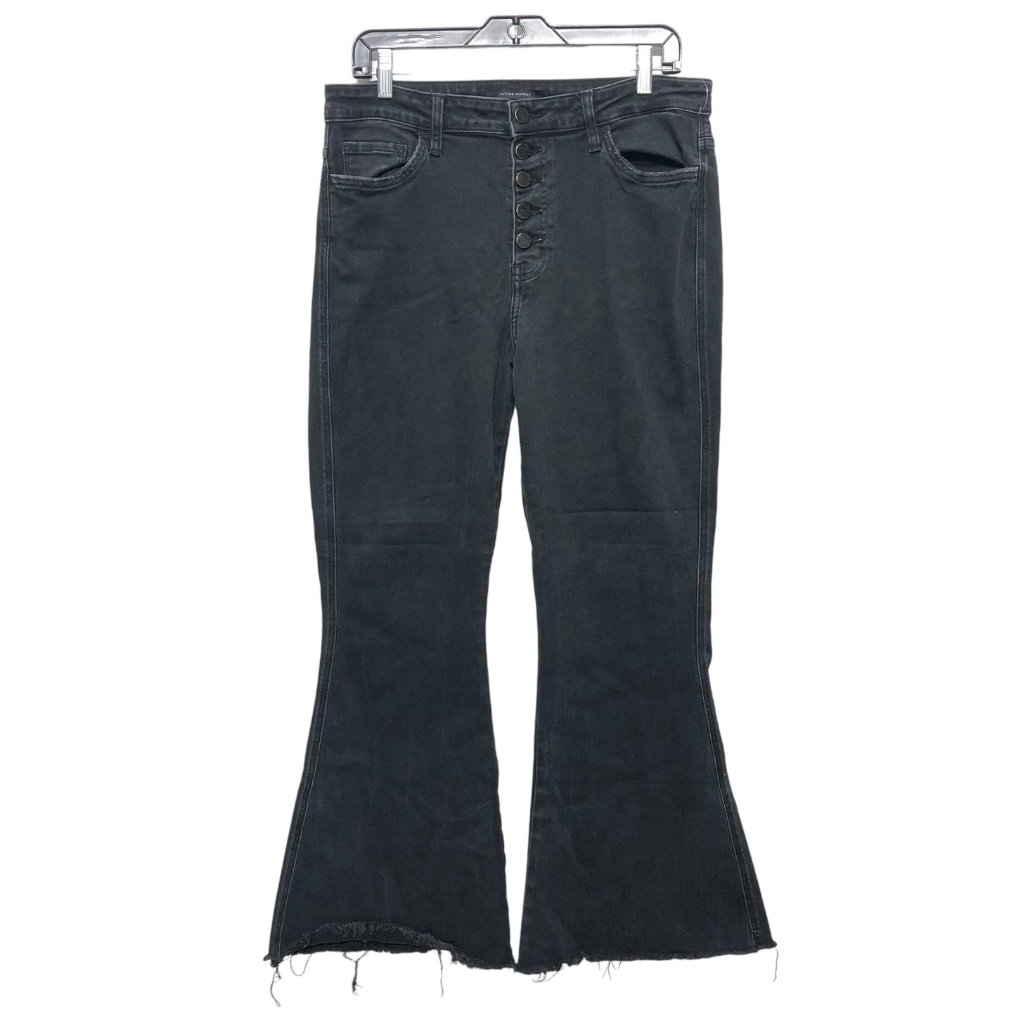 Jeans Flared By Flying Monkey In Black Denim, Size:14