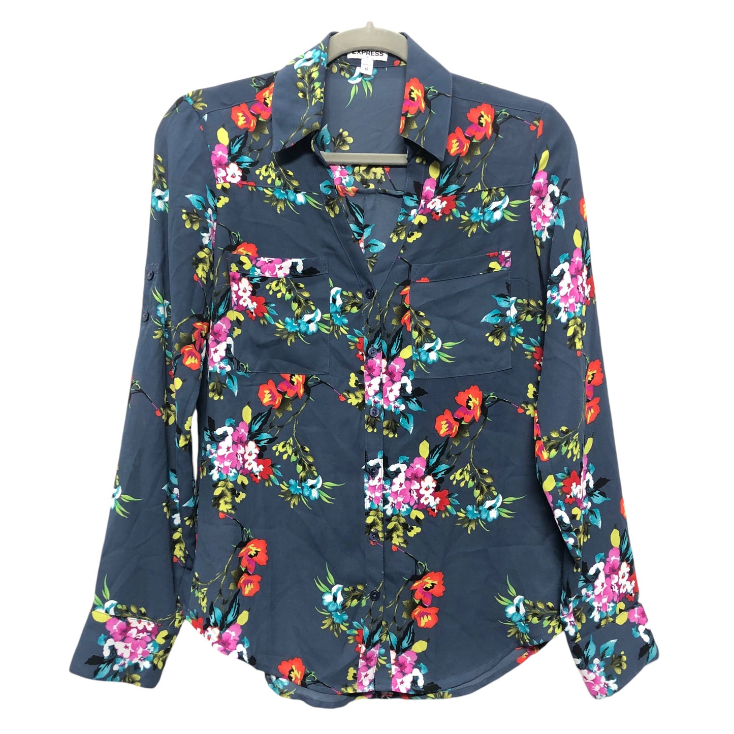 Blouse Ls By Express In Floral Print, Size:Xs