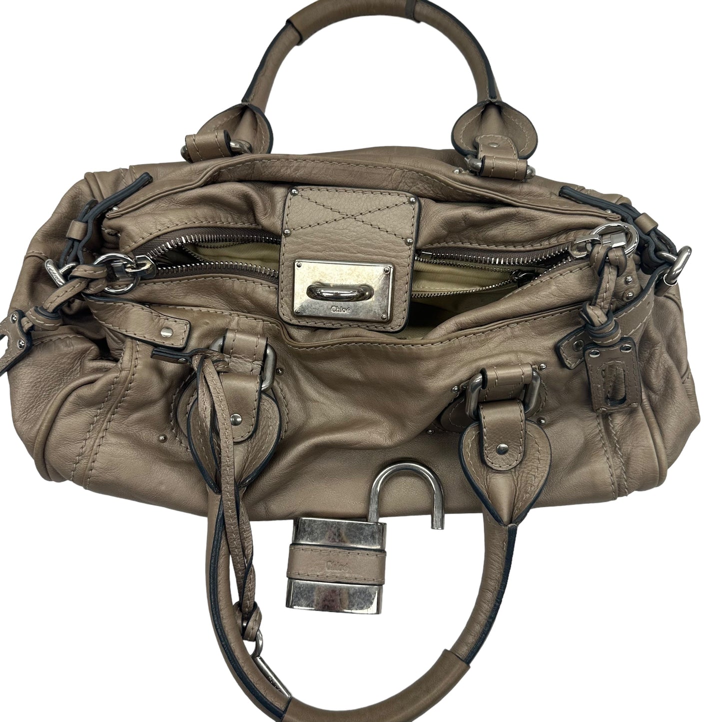 TAUPE HANDBAG LUXURY DESIGNER by CHLOE Size:MEDIUM