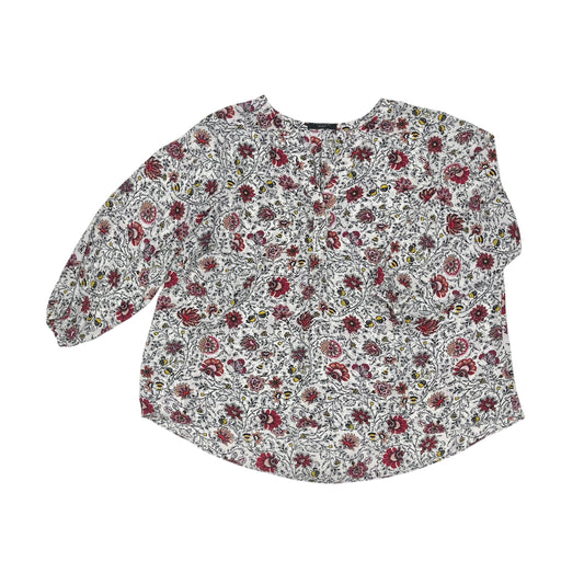 Blouse Ls By Tahari By Arthur Levine In Floral Print, Size:2X