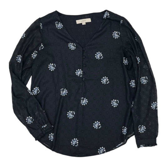 Blouse Ls By Loft In Navy, Size:S