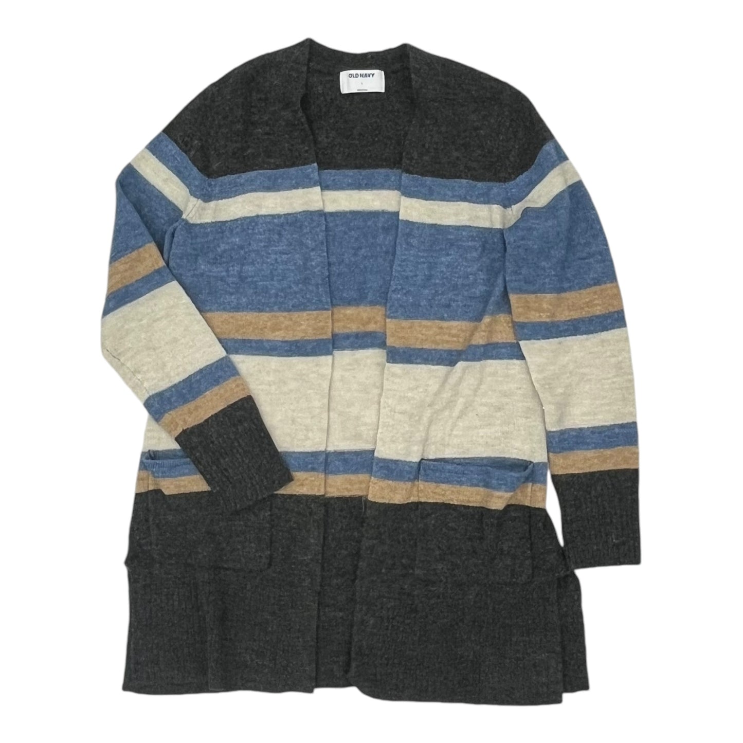 Sweater Cardigan By Old Navy In Blue & Tan, Size:S