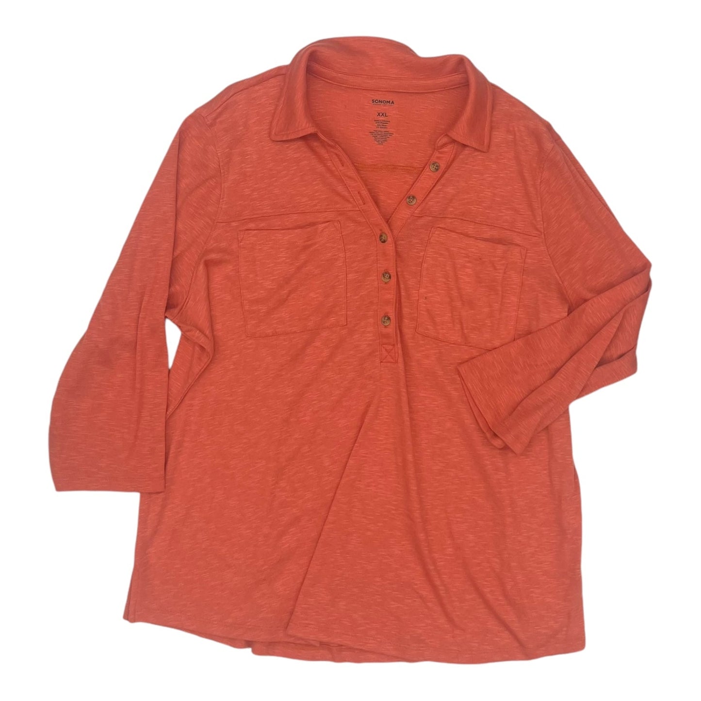 Top 3/4 Sleeve By Sonoma In Orange, Size:2X