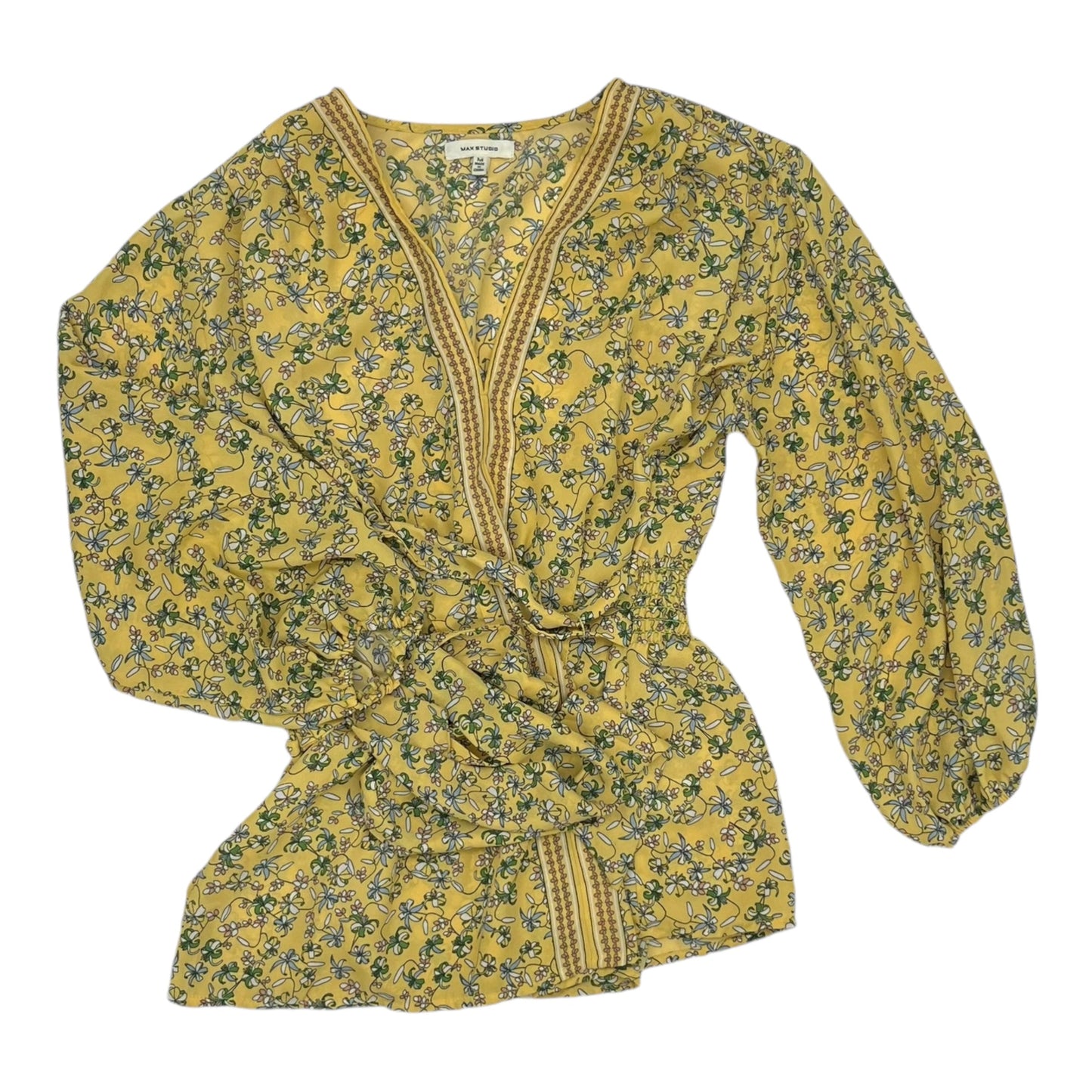 Blouse 3/4 Sleeve By Max Studio In Yellow, Size:M