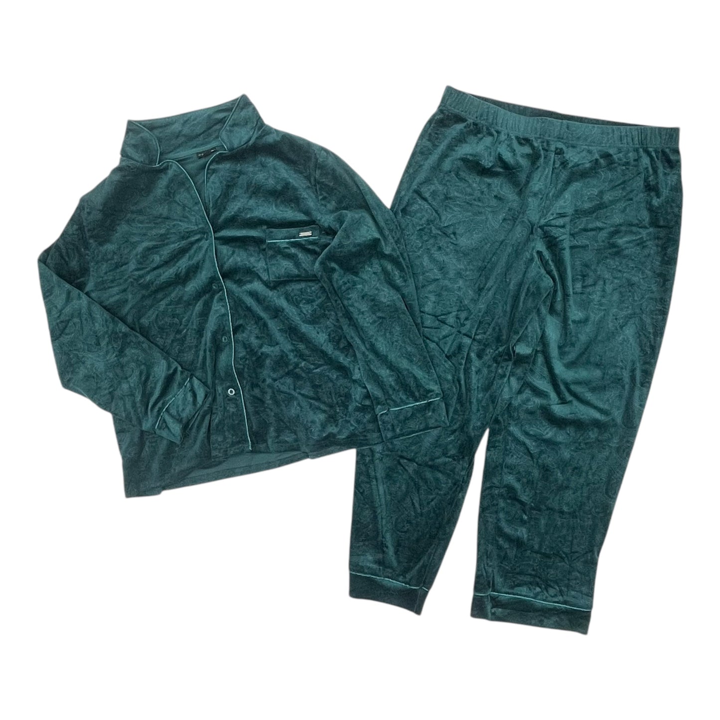 Pajamas 2Pc By Tahari By Arthur Levine In Green, Size:Xl