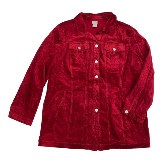 Jacket Shirt By Chicos In Red, Size:Xl