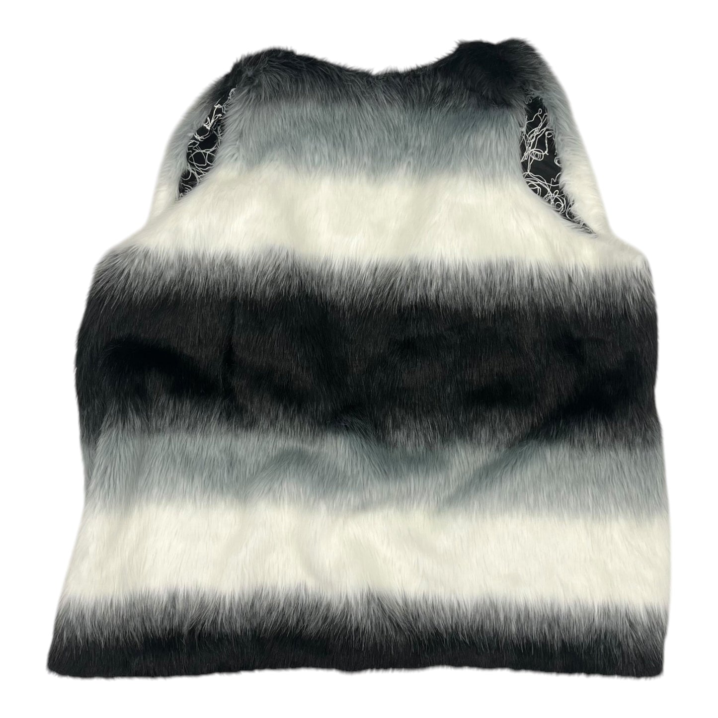 Vest Faux Fur & Sherpa By Seven 7 In Black & White, Size:3X