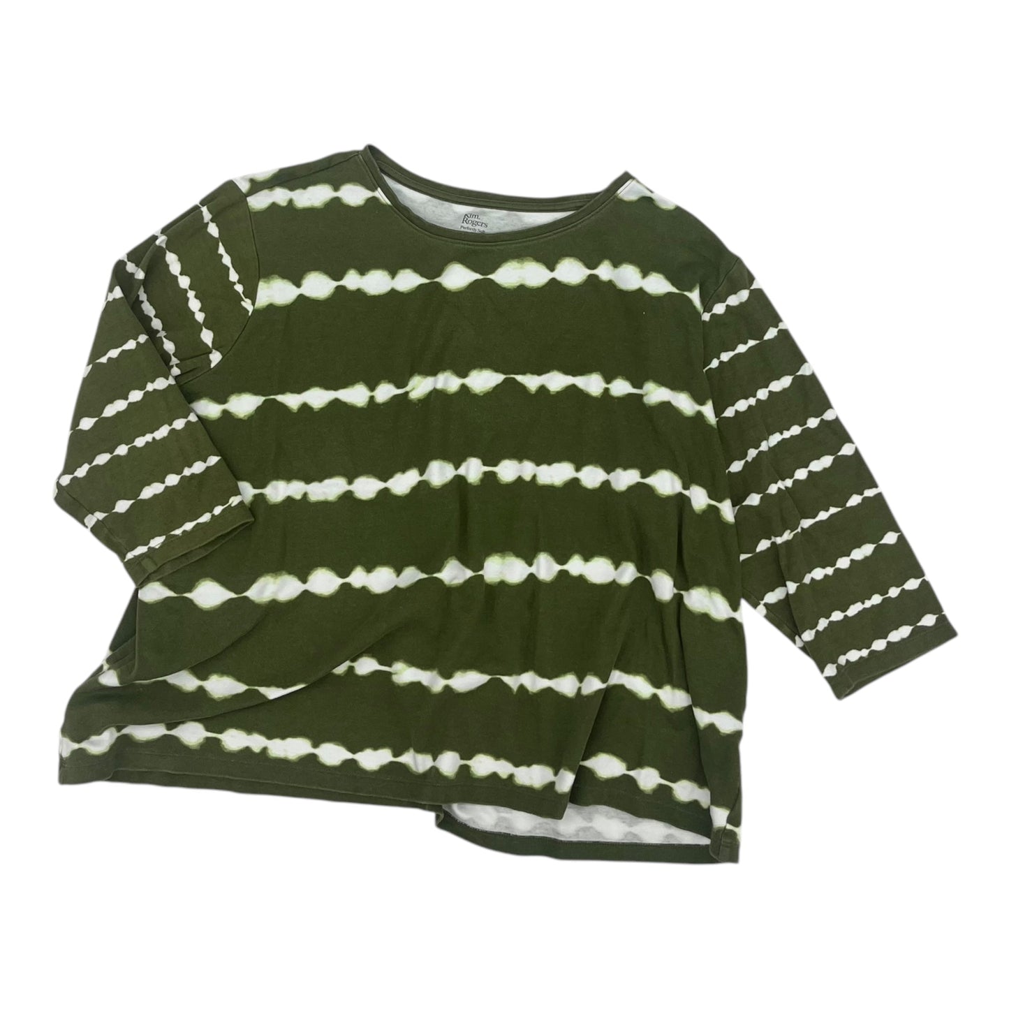 Top 3/4 Sleeve By Kim Rogers In Green, Size:1X