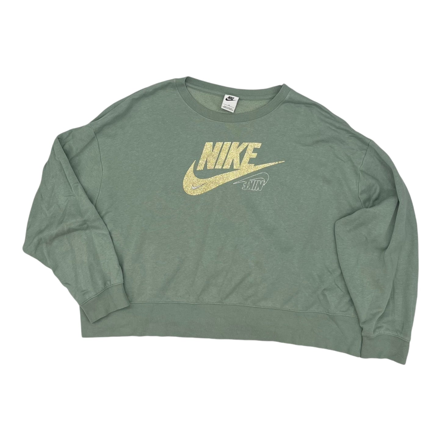 Athletic Top Ls Crewneck By Nike In Green, Size:2X