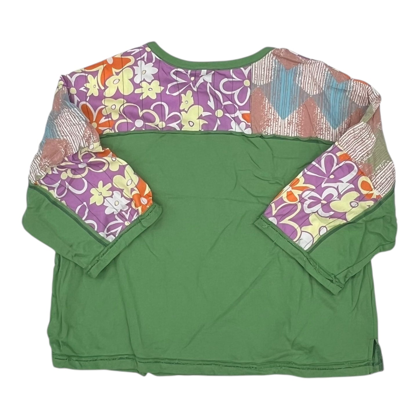 Top 3/4 Sleeve By Easel In Green, Size:2X