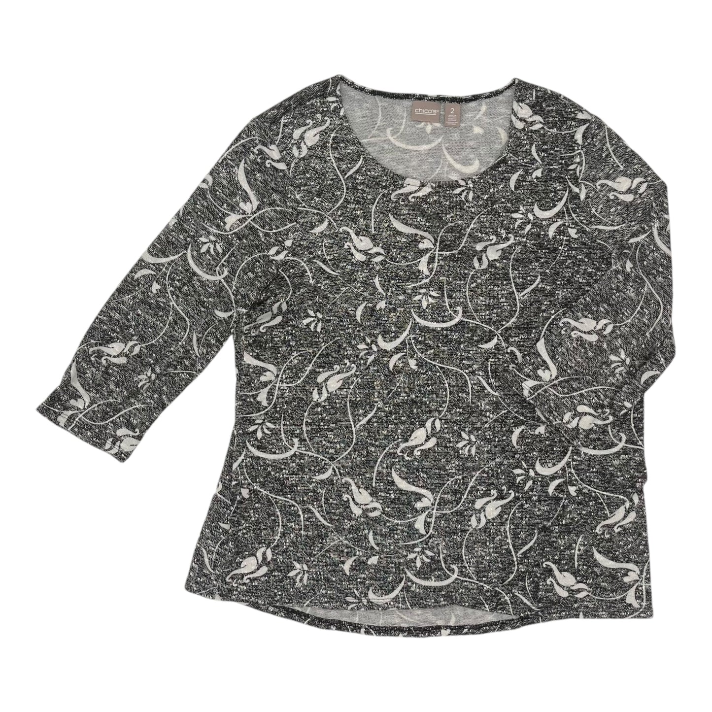 Top 3/4 Sleeve By Chicos In Grey, Size:L