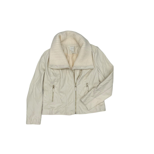 Jacket Moto By Chicos In Cream, Size:M