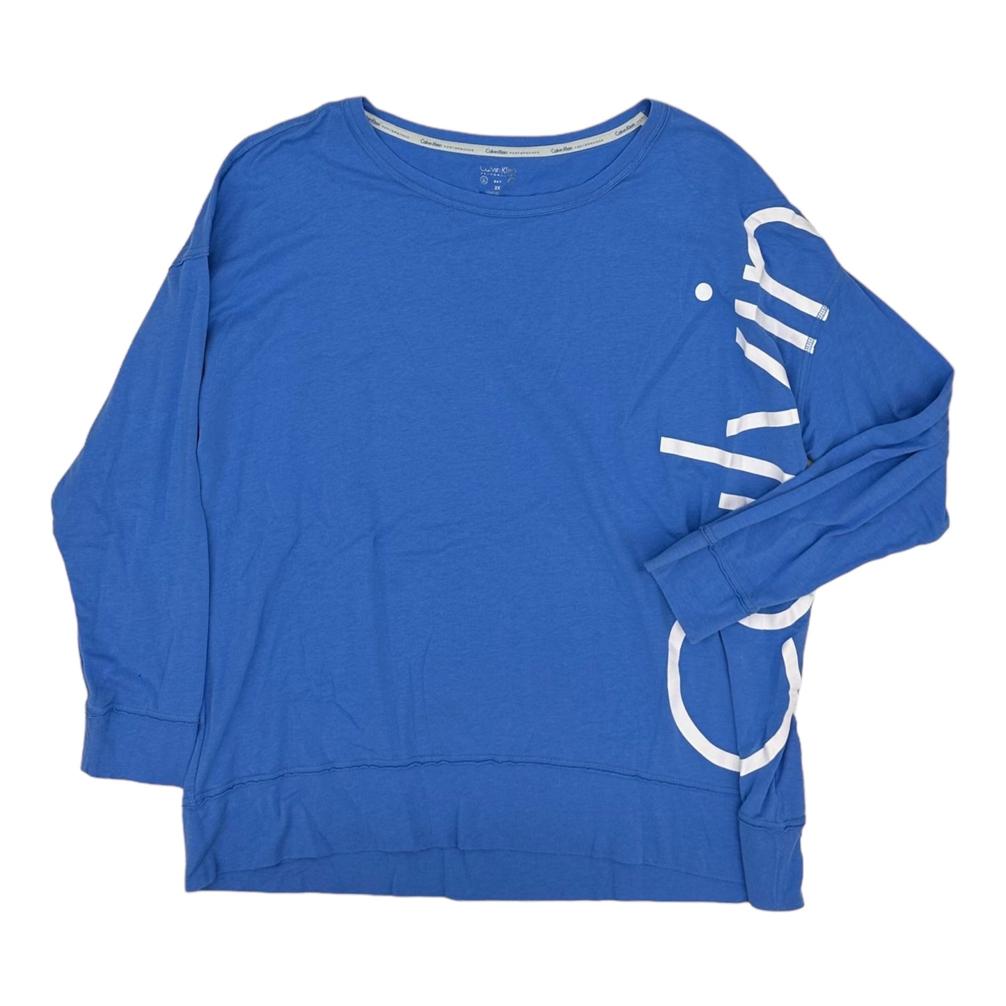 BLUE ATHLETIC TOP LS COLLAR by CALVIN KLEIN PERFORMANCE Size:1X