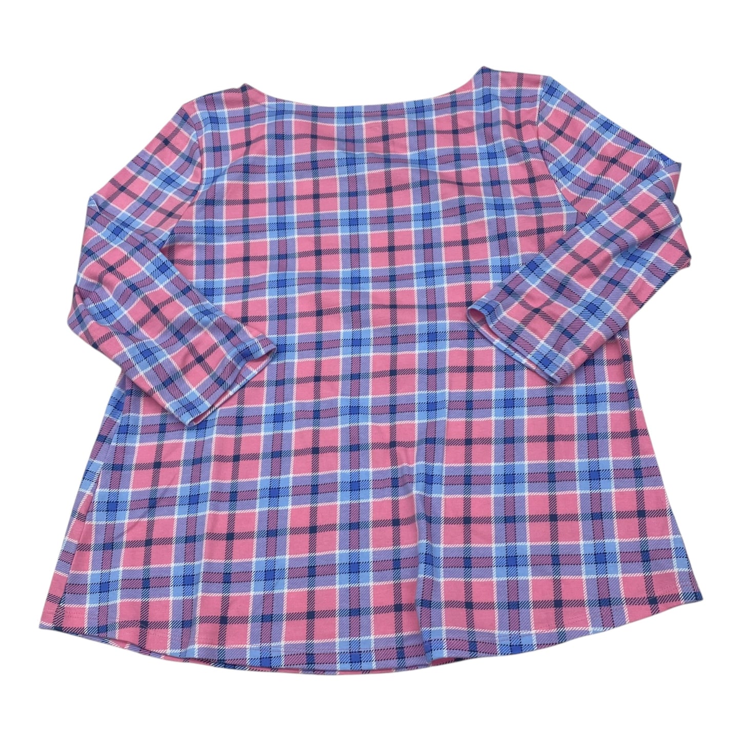 Top 3/4 Sleeve By Charter Club In Blue & Pink, Size:2X