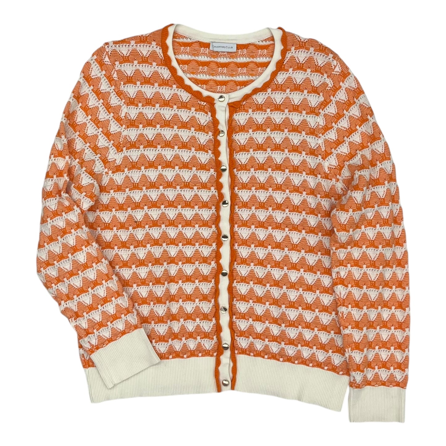 Cardigan By Charter Club In Orange, Size:Xl