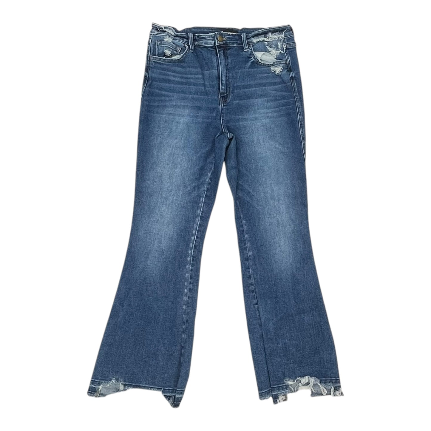 Jeans Flared By Flying Monkey In Blue Denim, Size:14