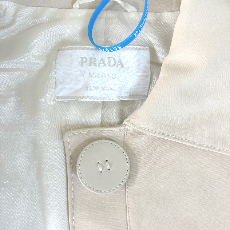 Jacket Luxury Designer By Prada In Cream, Size: S