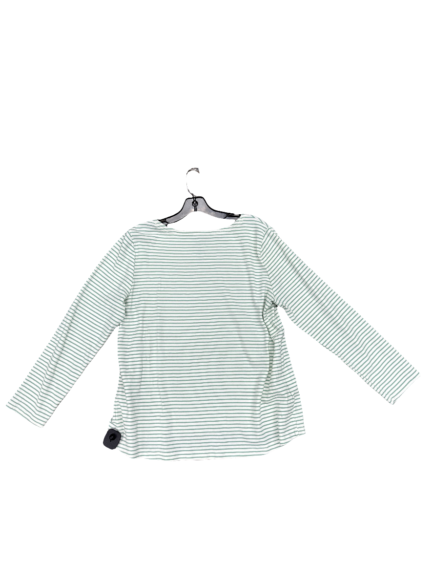 Top Long Sleeve By Croft And Barrow In Green White, Size: L