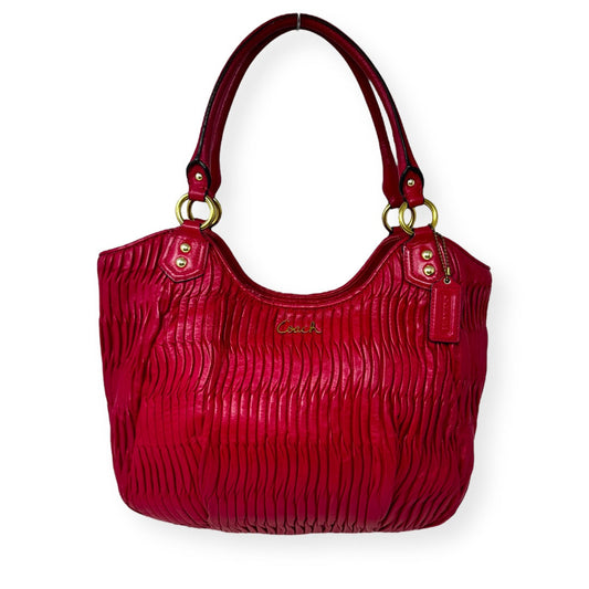 Ashley Gathered Leather Shoulder Tote Handbag Designer By Coach  Size: Medium