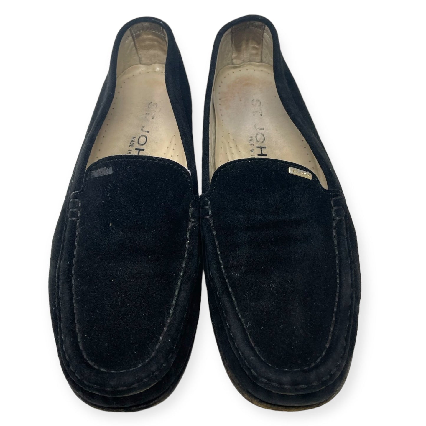 Black Suede Gold Accent Loafers Designer By St. John  Size: 6.5